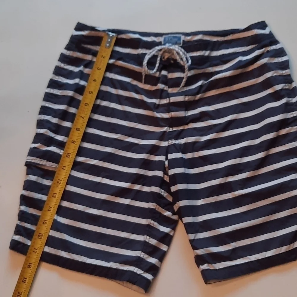 J. Crew waist 32 navy blue white stripe swim trunks